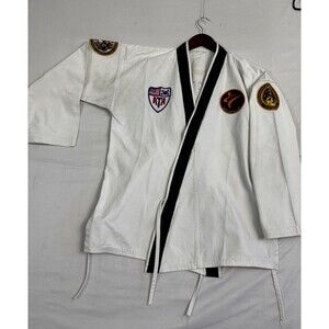 ATA State Champion Johnnie Morris Black Belt Taekwondo Uniform Top White Size